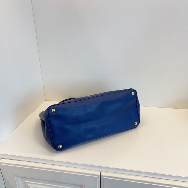 【98新🆕】Prada 藍金 十字紋牛皮殺手包 手提款 大經典一枚-4