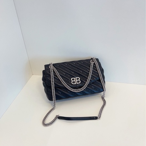 【98新🆕】Balenciaga  Lock Round 黑銀鏈條包手提包 斜挎包 單肩包