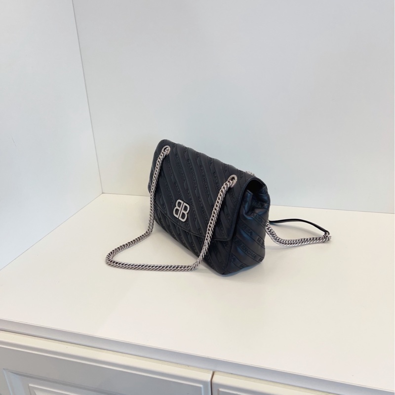 【98新🆕】Balenciaga Lock Round 黑銀鏈條包手提包 斜挎包 單肩包-2