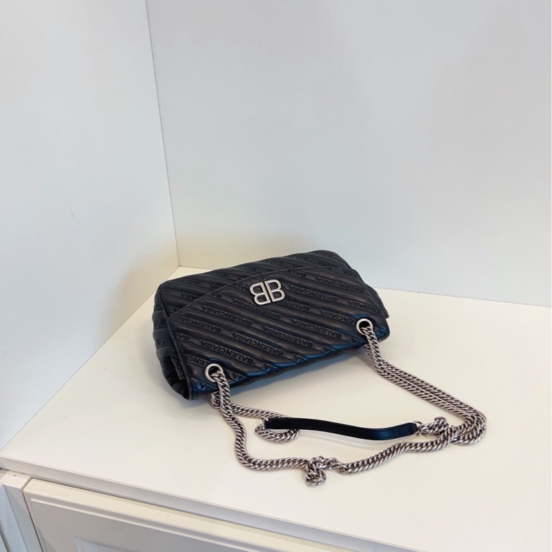 【98新🆕】Balenciaga Lock Round 黑銀鏈條包手提包 斜挎包 單肩包-3