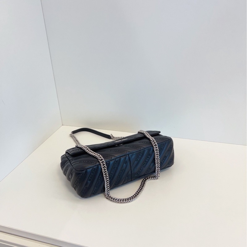 【98新🆕】Balenciaga Lock Round 黑銀鏈條包手提包 斜挎包 單肩包-4