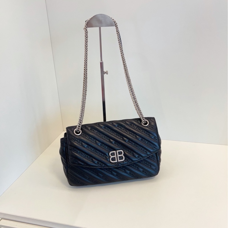 【98新🆕】Balenciaga Lock Round 黑銀鏈條包手提包 斜挎包 單肩包-6