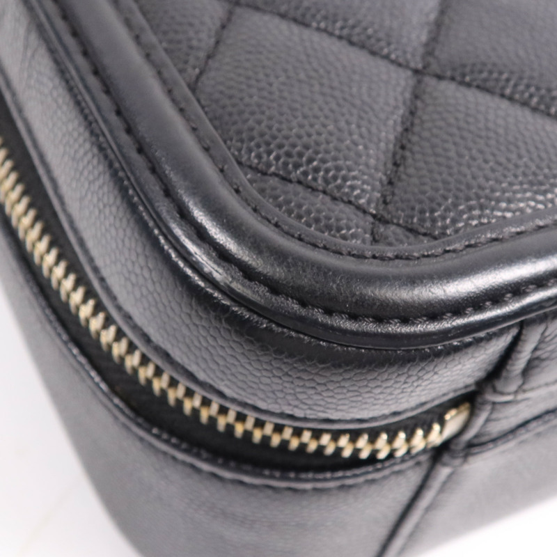 CHANEL 牛皮皮革Filigree Vanity Case金扣鏈帶手挽肩背兩用袋-10