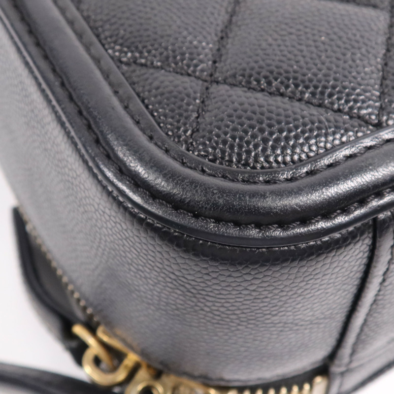 CHANEL 牛皮皮革Filigree Vanity Case金扣鏈帶手挽肩背兩用袋-13