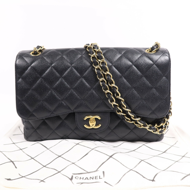CHANEL 牛皮皮革Large Classic金扣鏈帶肩背袋-9