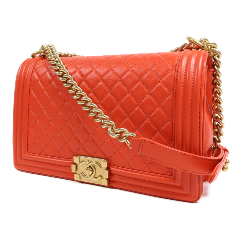 CHANEL 牛皮皮革Boy 28金扣鏈帶肩背袋-2