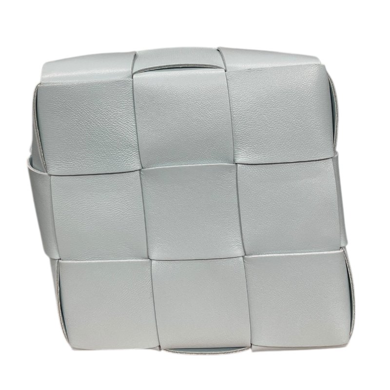 BOTTEGA VENETA 寶緹嘉 CASSETTE 粗皮革編織 皮革 方形水桶包 水藍色-4