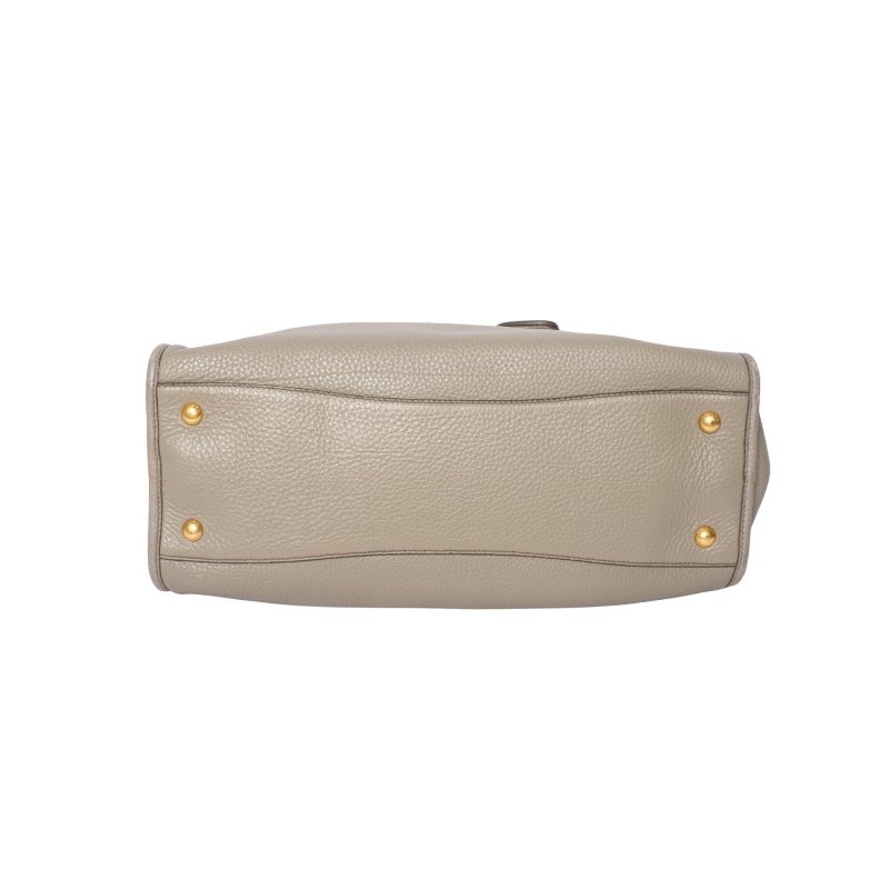 PRADA普拉達Vitello駝色皮革拉鍊托特包-2