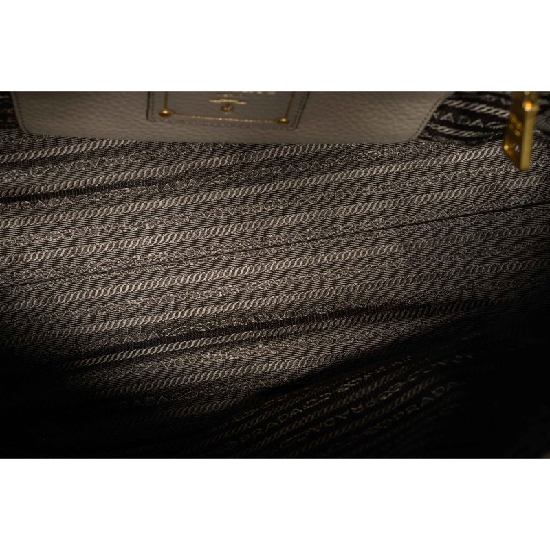 PRADA普拉達Vitello駝色皮革拉鍊托特包-4