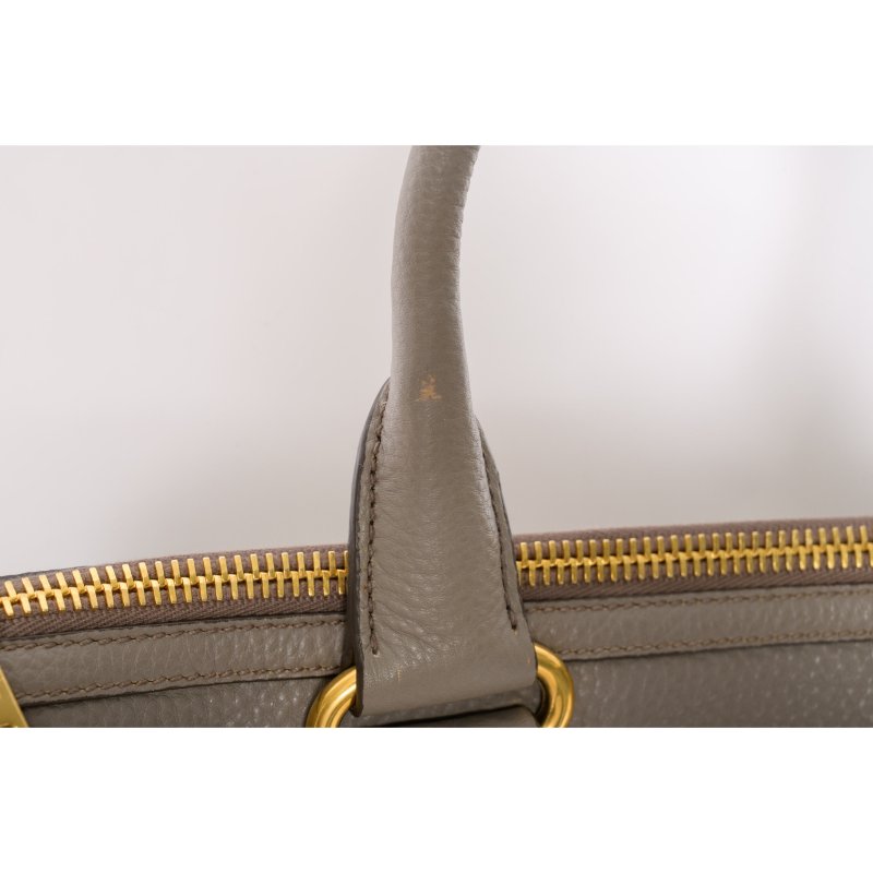 PRADA普拉達Vitello駝色皮革拉鍊托特包-9