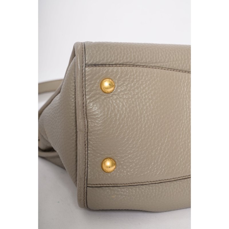 PRADA普拉達Vitello駝色皮革拉鍊托特包-11