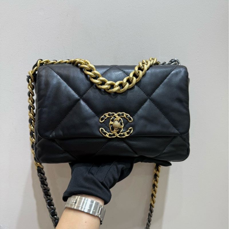 【全套帶票❤️】Chanel 19bag 小號黑色黑扣羊皮 斜挎包 單肩包-2