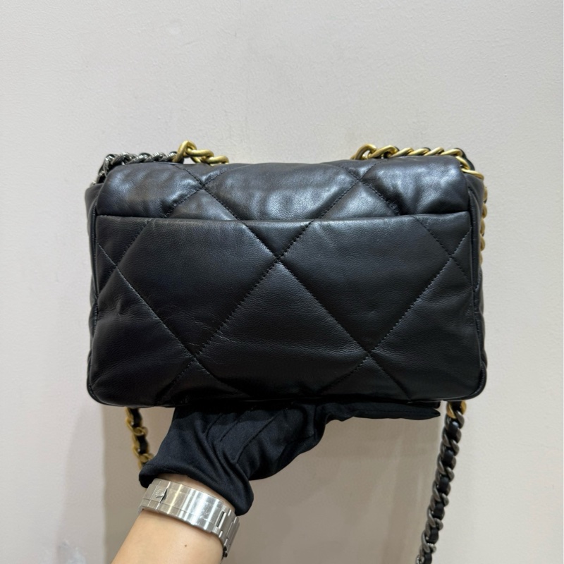 【全套帶票❤️】Chanel 19bag 小號黑色黑扣羊皮 斜挎包 單肩包-3
