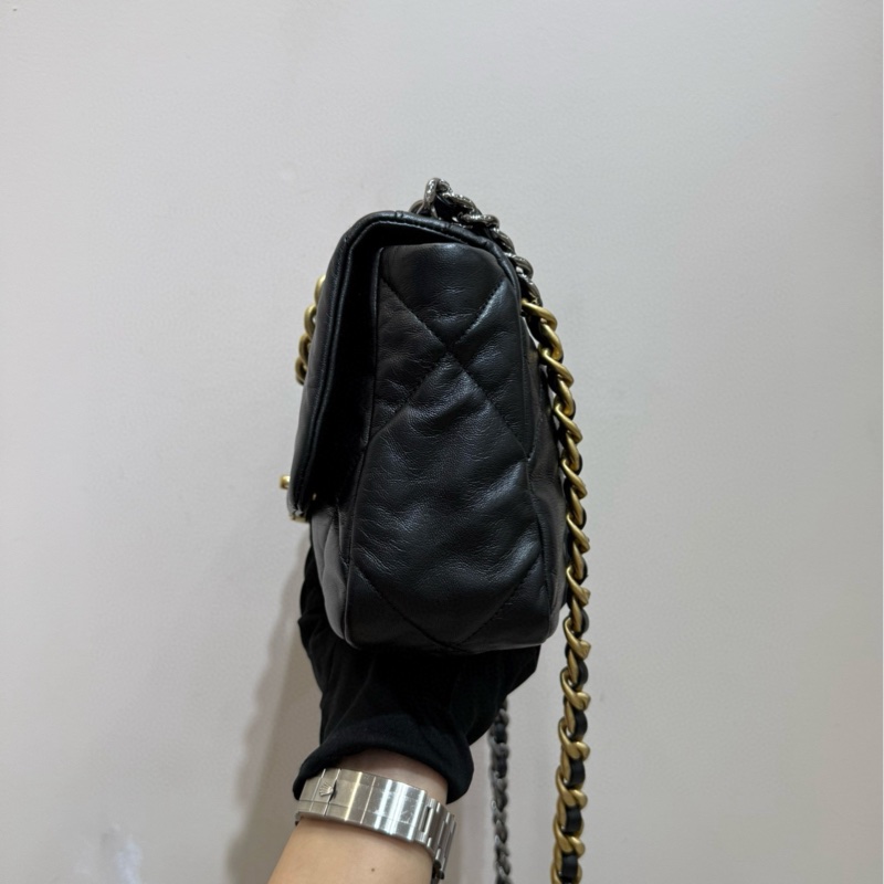 【全套帶票❤️】Chanel 19bag 小號黑色黑扣羊皮 斜挎包 單肩包-4