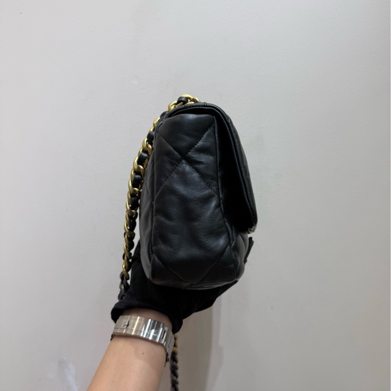 【全套帶票❤️】Chanel 19bag 小號黑色黑扣羊皮 斜挎包 單肩包-5