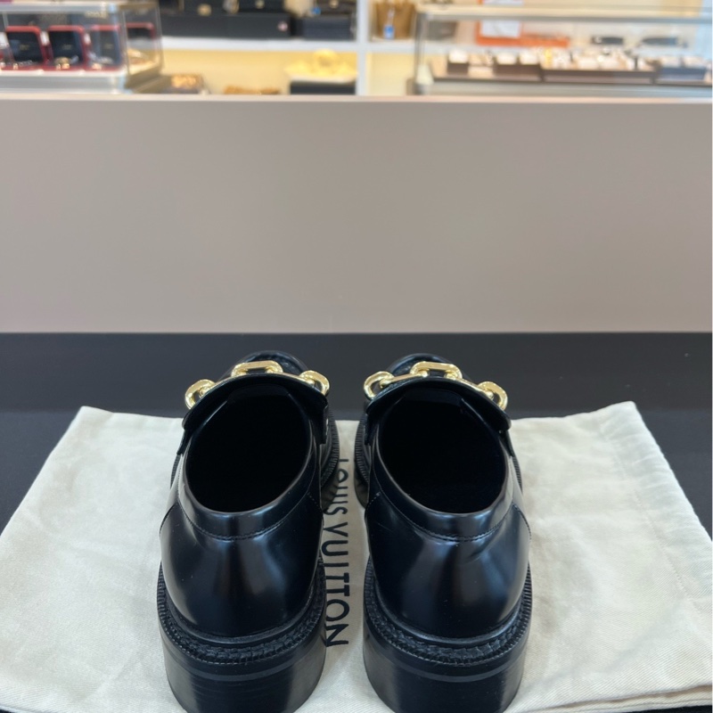 99新Lv路易威登Academy 金屬金色鏈條裝飾樂福鞋 黑色金扣 劉亦菲同款 尺碼37碼-1