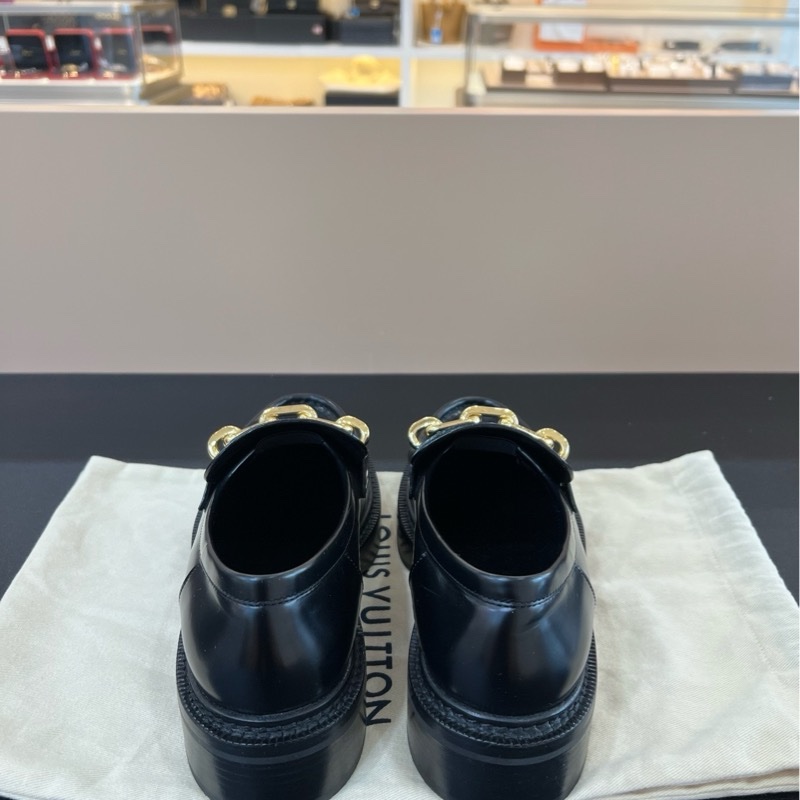 99新Lv路易威登Academy 金屬金色鏈條裝飾樂福鞋 黑色金扣 劉亦菲同款 尺碼37碼-12