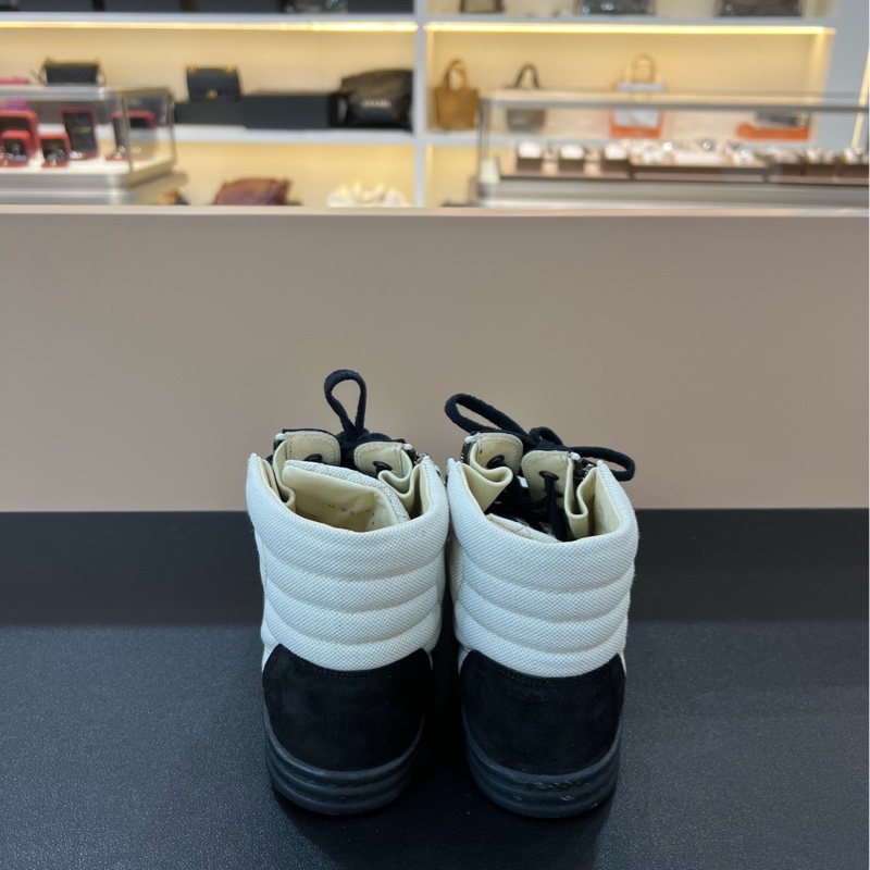 閑置Chanel香奈兒38碼黑白熊貓色系帶拉鏈休閑高幫鞋-9