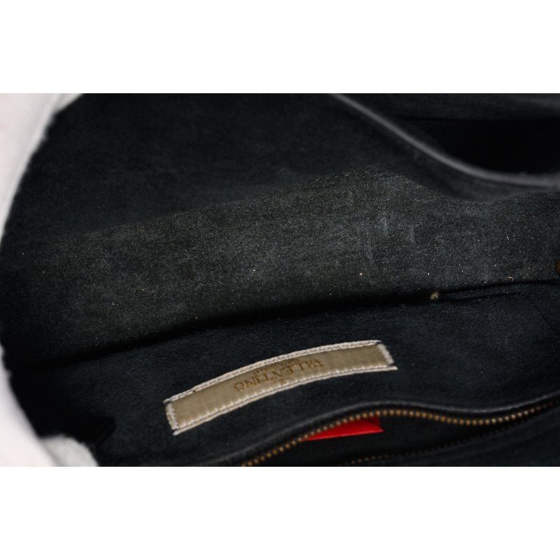 VALENTINO黑色皮革裝飾Flap Bag肩背包-5