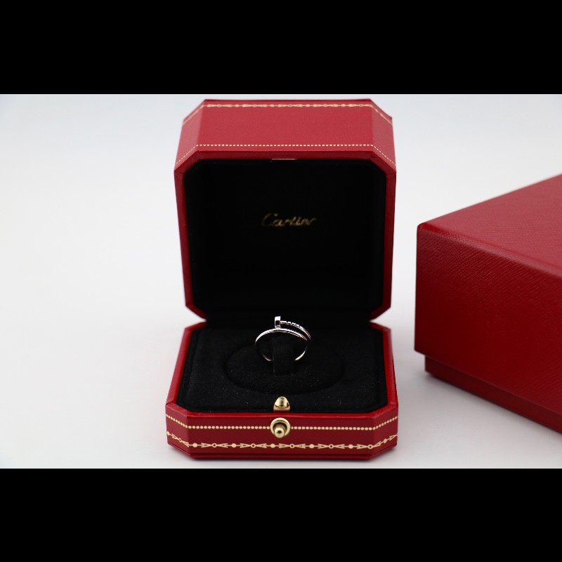 Cartier卡地亞 白金 無鑽 釘子 戒指 窄版 新編 47碼 20年全套-1