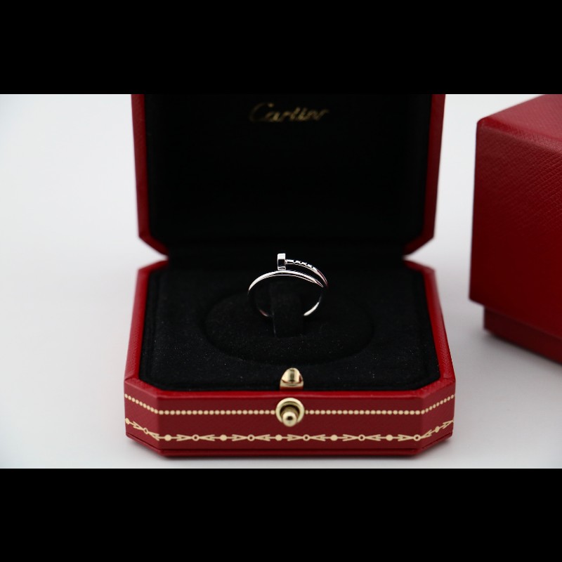 Cartier卡地亞 白金 無鑽 釘子 戒指 窄版 新編 47碼 20年全套-2