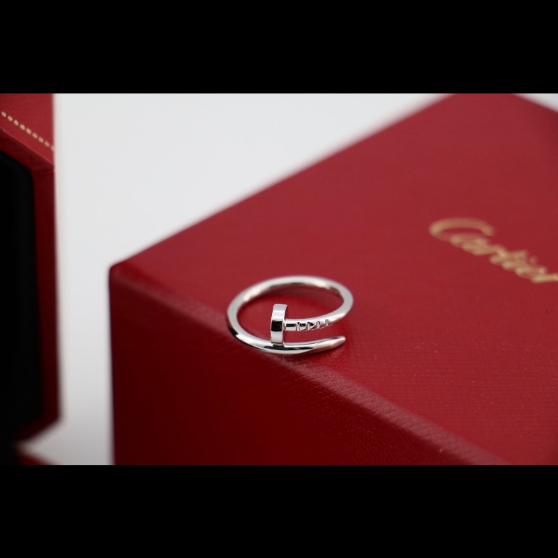 Cartier卡地亞 白金 無鑽 釘子 戒指 窄版 新編 47碼 20年全套-3