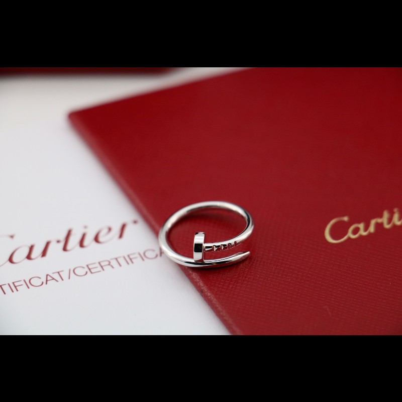 Cartier卡地亞 白金 無鑽 釘子 戒指 窄版 新編 47碼 20年全套-4