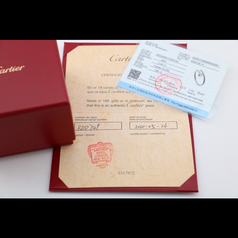 Cartier卡地亞 白金 無鑽 釘子 戒指 窄版 新編 47碼 20年全套-5