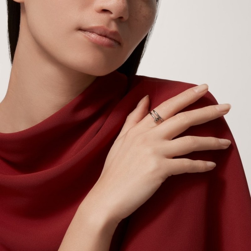 Cartier卡地亞 白金 無鑽 釘子 戒指 窄版 新編 47碼 20年全套-6