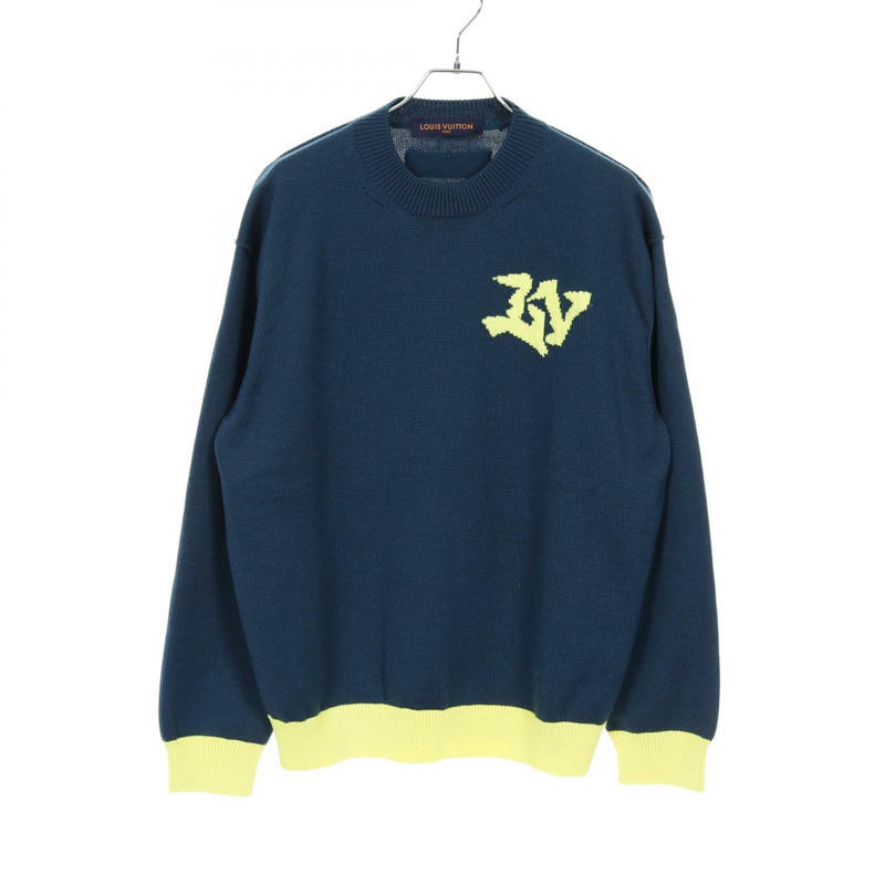 路易威登 (LOUIS VUITTON) 經典圓領羊毛衫 RM222V 綠色黃色 二手 男款 M 碼-0