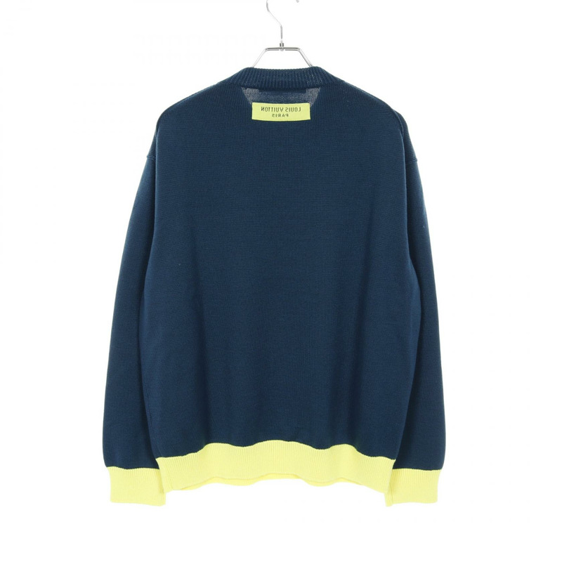 路易威登 (LOUIS VUITTON) 經典圓領羊毛衫 RM222V 綠色黃色 二手 男款 M 碼-1