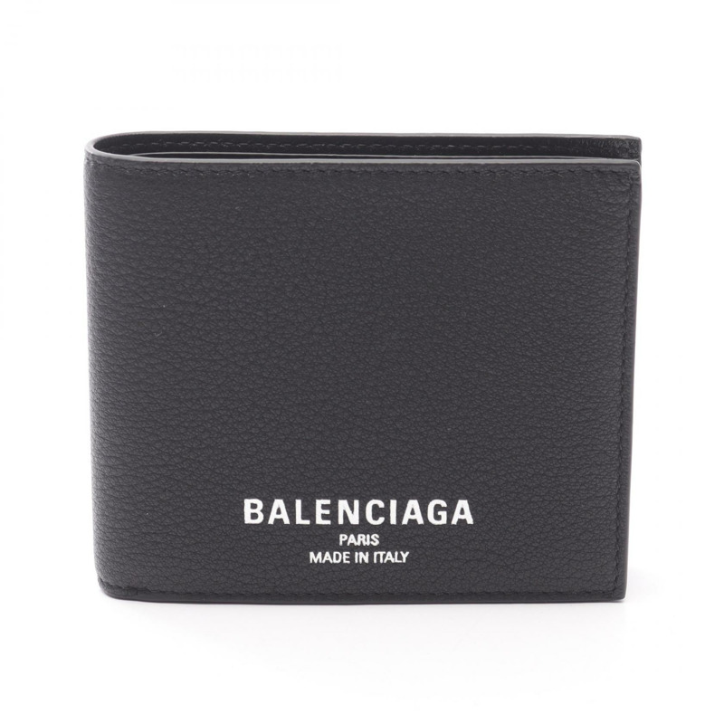 BALENCIAGA 方形折疊零錢包 8119102ABV01000 黑色皮革 全新-0