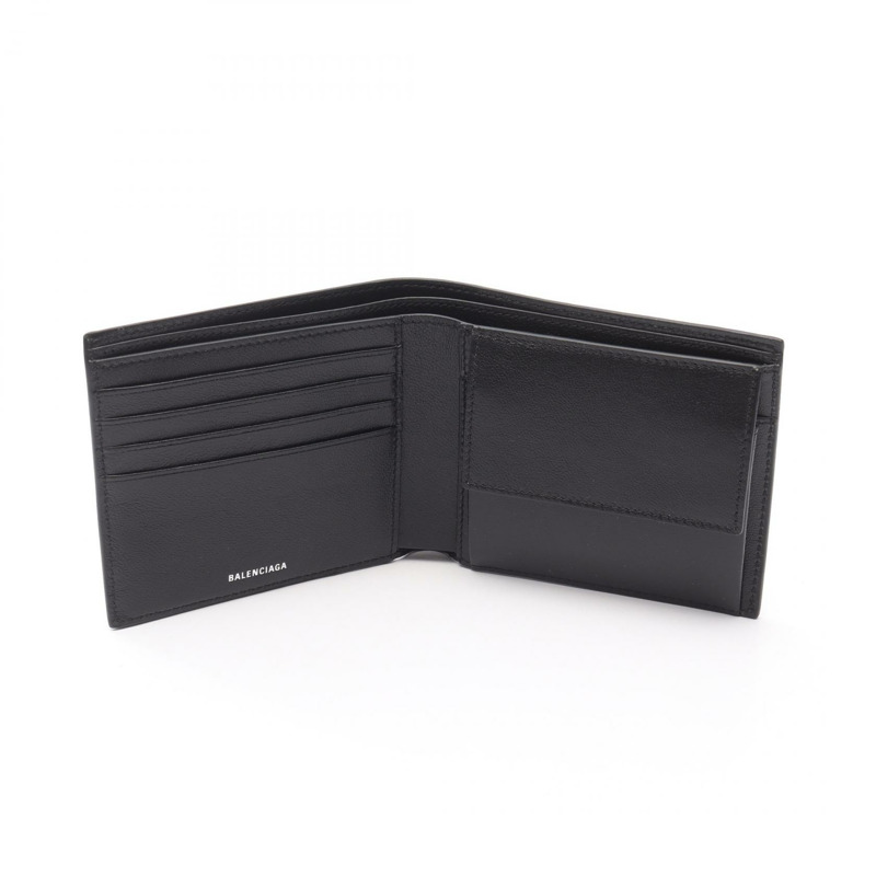BALENCIAGA 方形折疊零錢包 8119102ABV01000 黑色皮革 全新-2