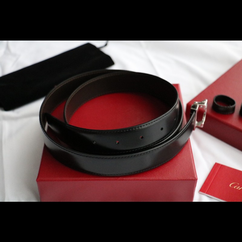 Cartier 牛皮 c字扣 黑色 腰帶 長度自由剪裁-2