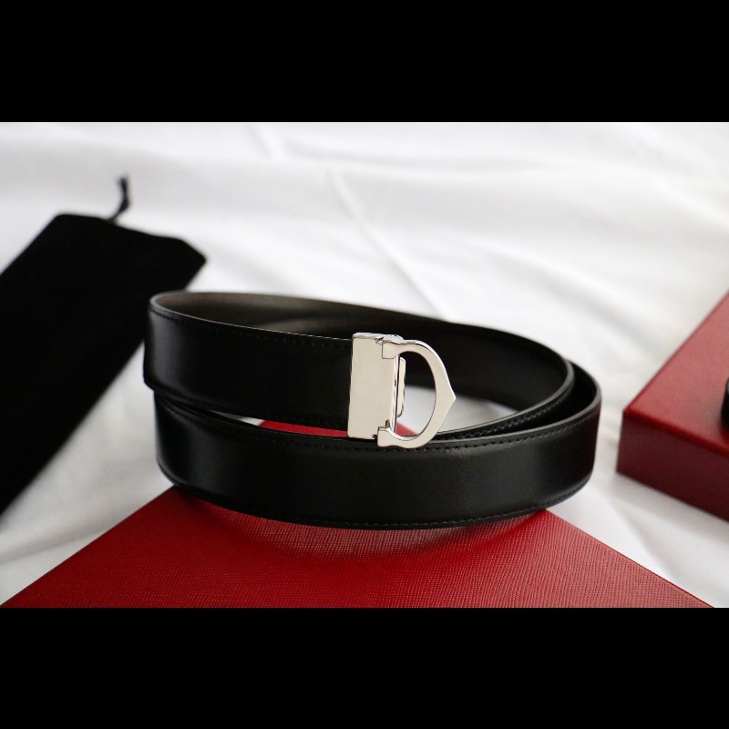 Cartier 牛皮 c字扣 黑色 腰帶 長度自由剪裁-3