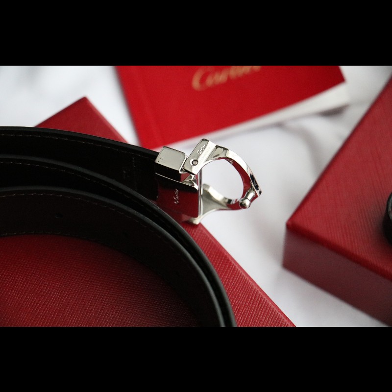 Cartier 牛皮 c字扣 黑色 腰帶 長度自由剪裁-4