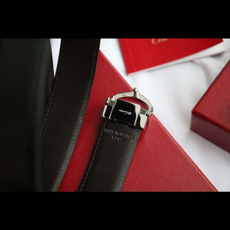 Cartier 牛皮 c字扣 黑色 腰帶 長度自由剪裁-5