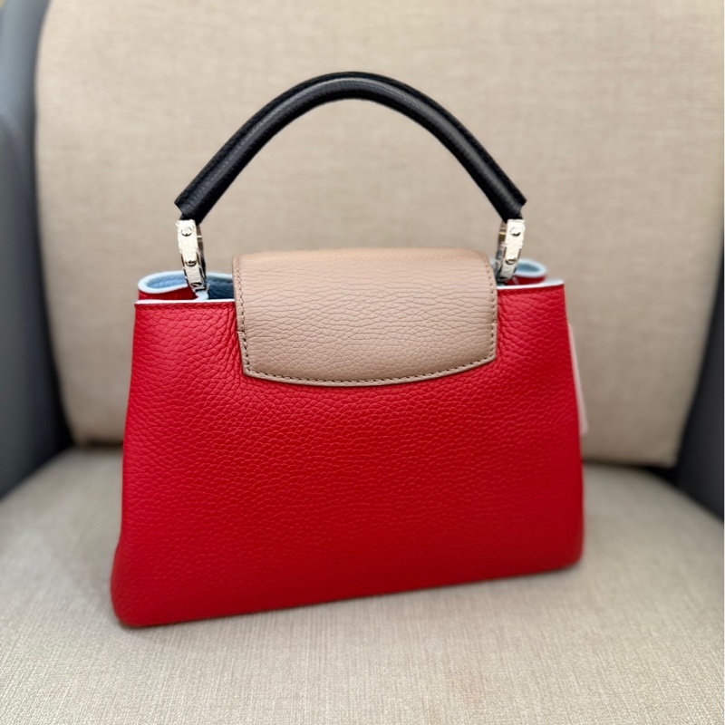 LV Capucines BB 紅三拼色手提兩用包 閒置新❤️-2