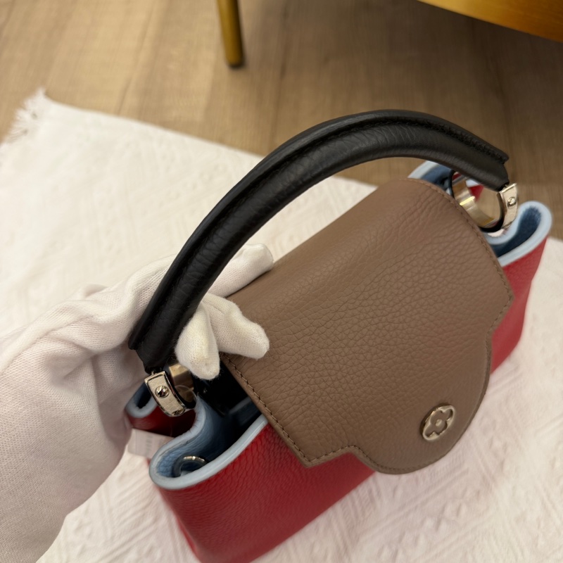 LV Capucines BB 紅三拼色手提兩用包 閒置新❤️-8