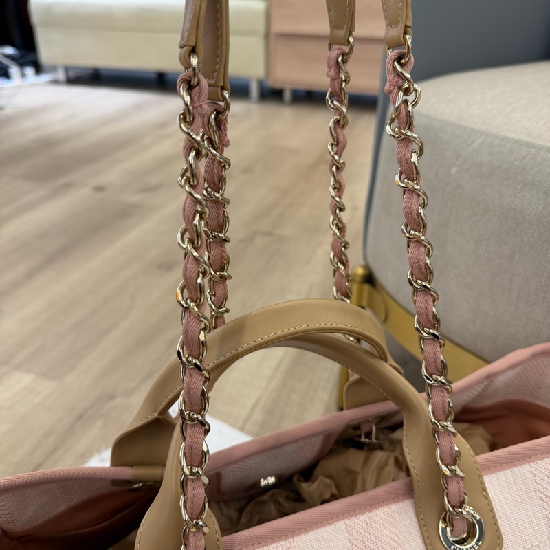 Chanel 粉色沙灘托特包 閒置新❤️-9