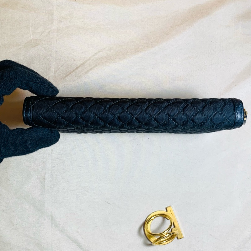 ✨近新閒置 Prada 普拉達 黑金菱格紋12卡拉鏈長夾-7