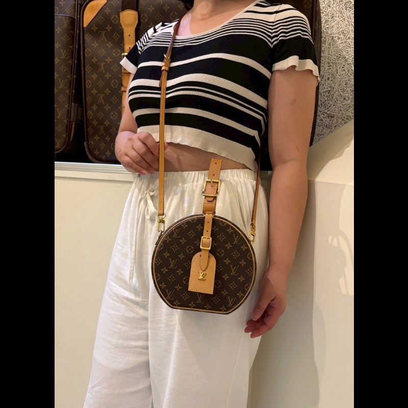 LV 老花金釦圓餅包 小帽盒包 M 43514-2