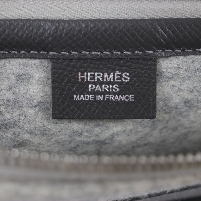 愛馬仕 TOO DOO 29 毛氈和愛普生皮革扁平手拿包/手包，銀色五金配件，灰色，D 字印記，含防塵袋，法國製造-6