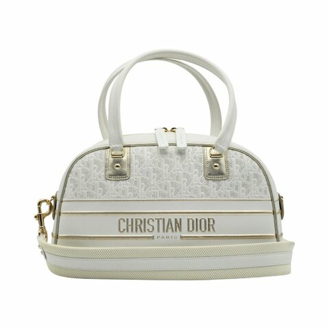 DIOR迪奥VIBE白色皮革保齡球包