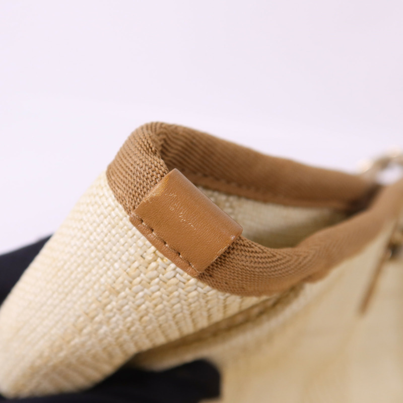 CHANEL 纖維Deauville Tote Bag金扣鏈帶肩背袋-16