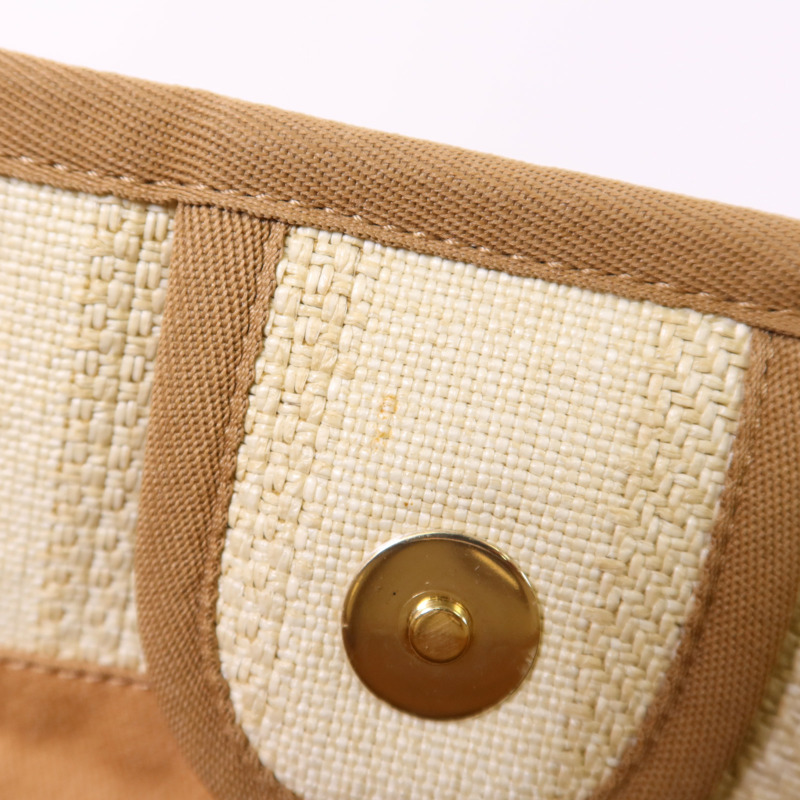 CHANEL 纖維Deauville Tote Bag金扣鏈帶肩背袋-19