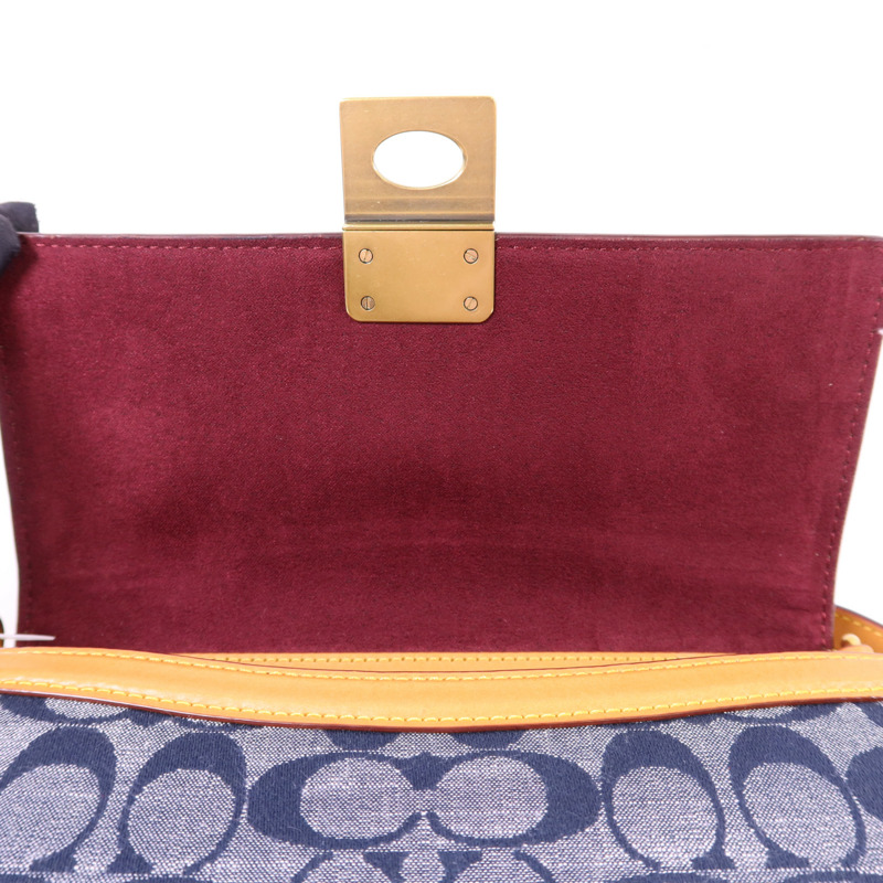 COACH 帆布/牛皮皮革Chain Shoulder Bag金扣鏈帶肩背袋-6