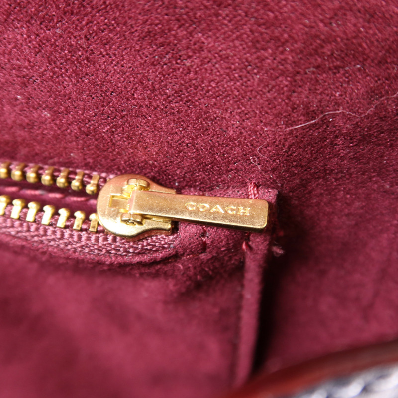 COACH 帆布/牛皮皮革Chain Shoulder Bag金扣鏈帶肩背袋-8