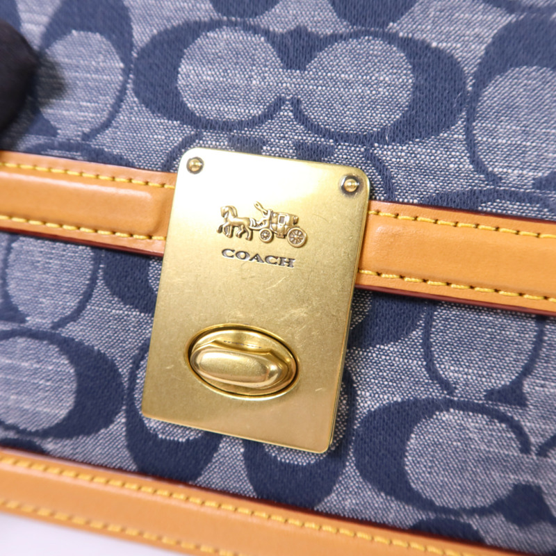 COACH 帆布/牛皮皮革Chain Shoulder Bag金扣鏈帶肩背袋-9