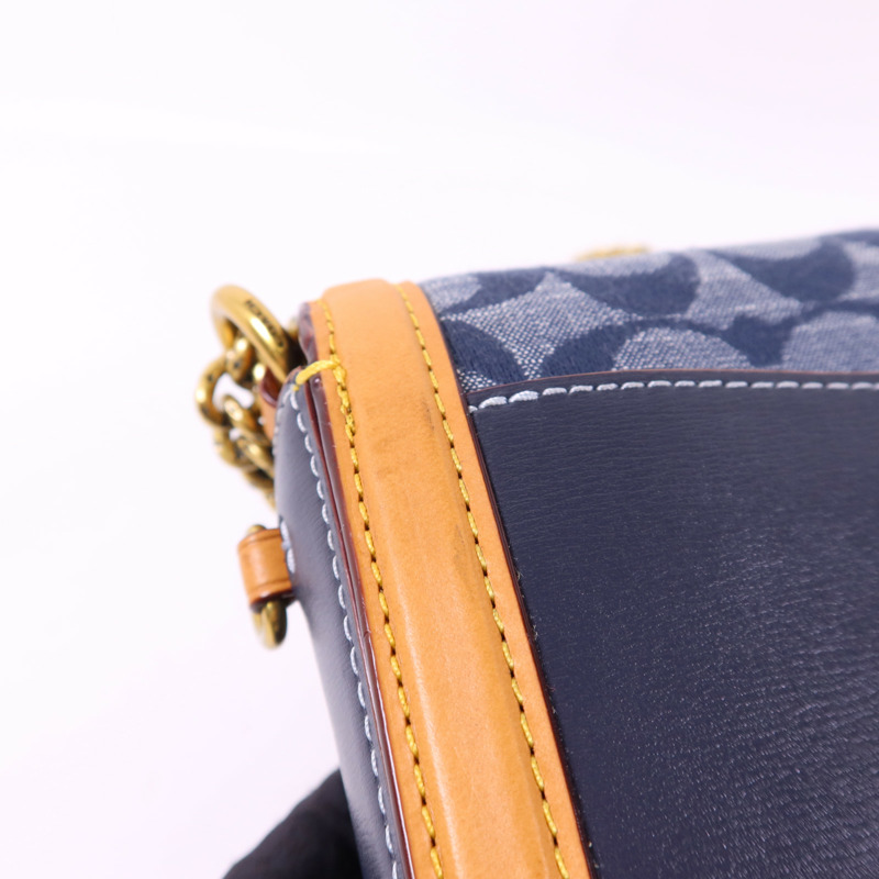 COACH 帆布/牛皮皮革Chain Shoulder Bag金扣鏈帶肩背袋-15